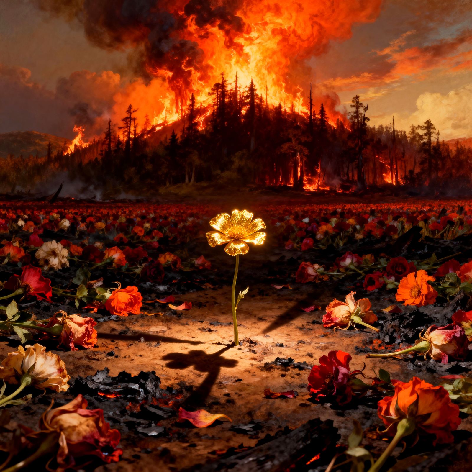 Golden Flower Survives Epic Forest Fire