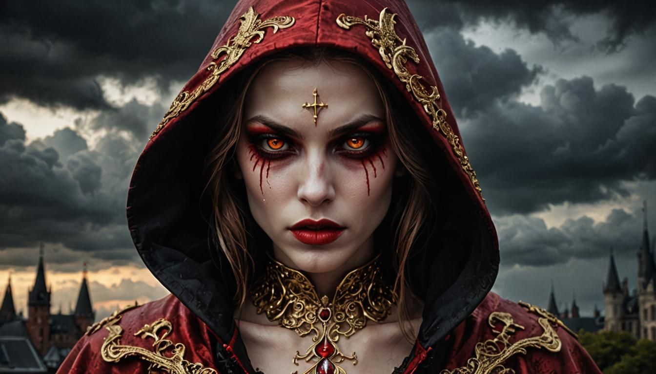 Gold and Red Vampire with Red Eyes