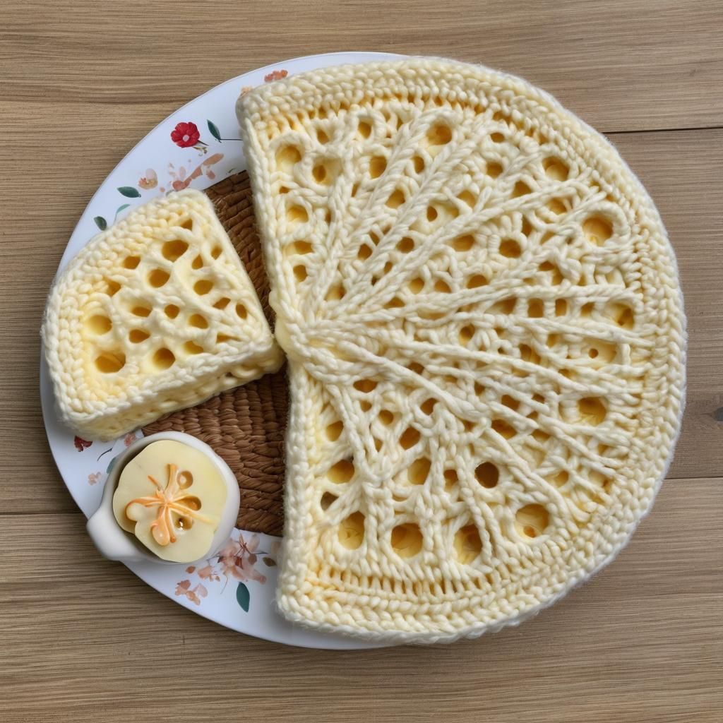 Giant Crochet Amigurumi Swiss Cheese Slice