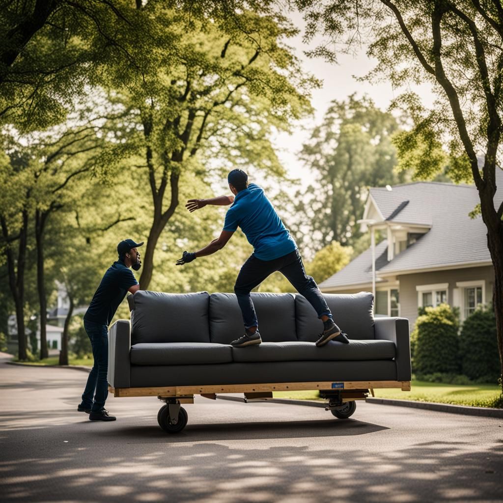 Two Men Move Couch with Professional Photography