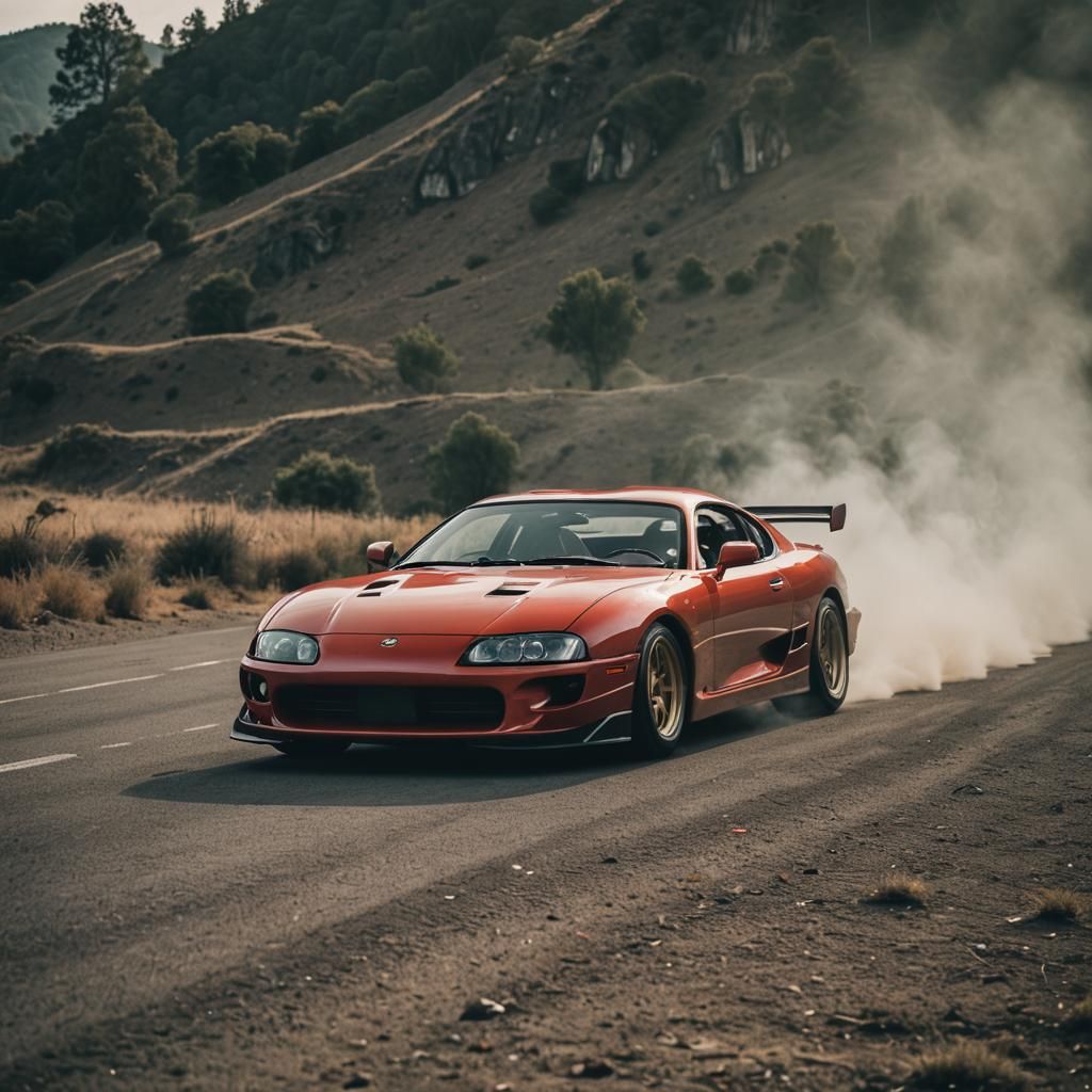 Supra MK4 with V12 Engine: Cinematic Film Still