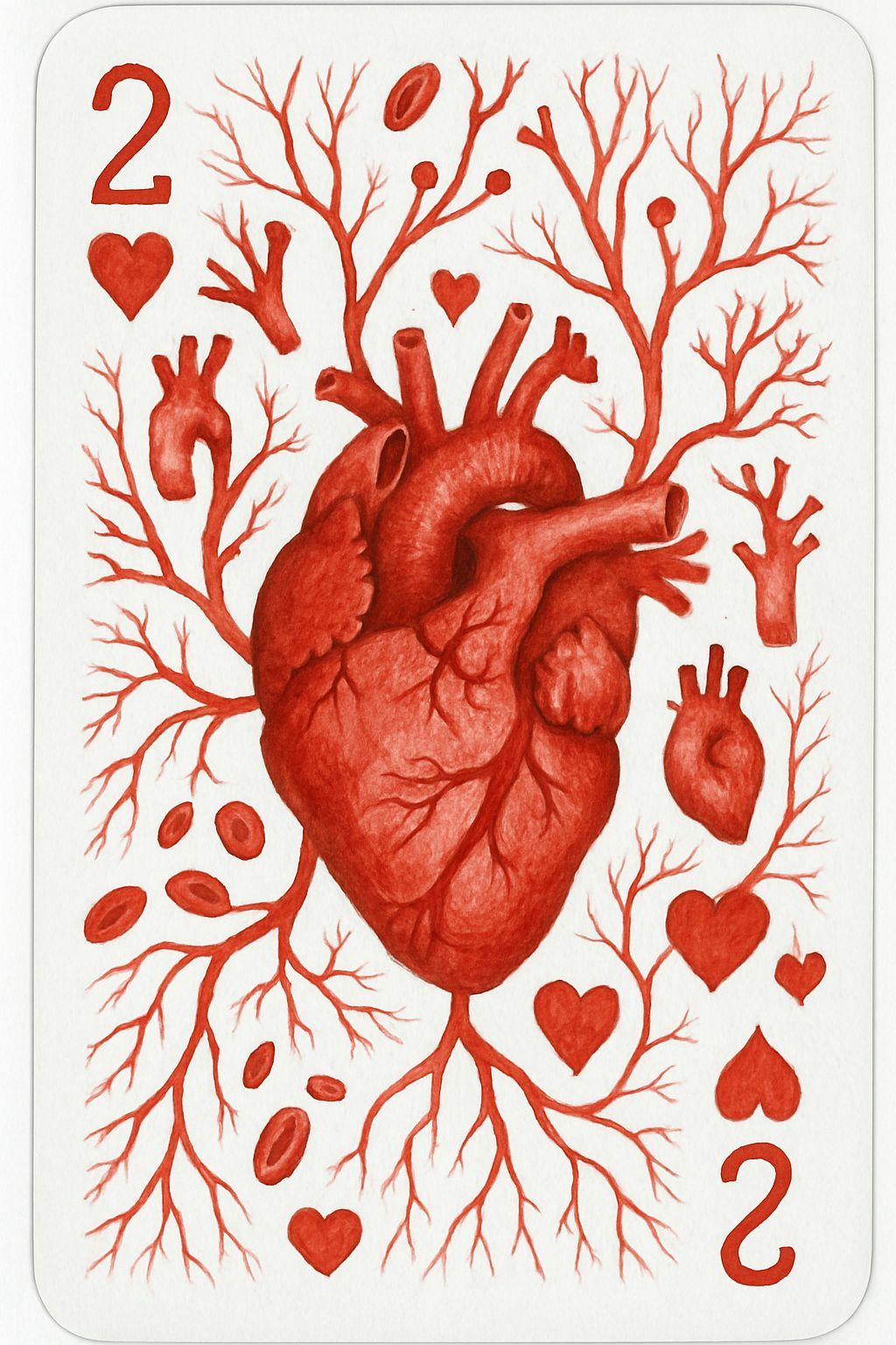 Two of Hearts with Blood Veins and Aortas