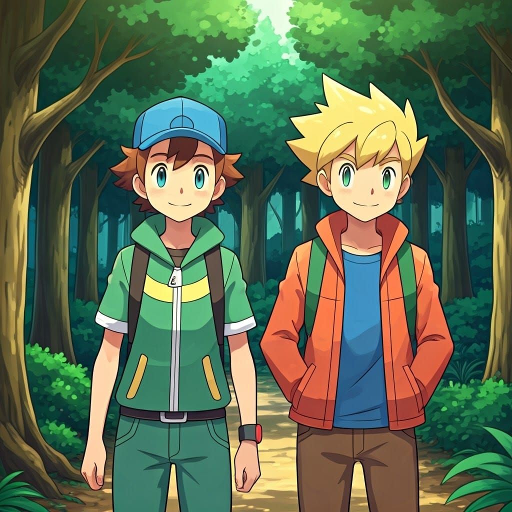Two Pokémon Trainers Embark on a Joyful Adventure through a....
