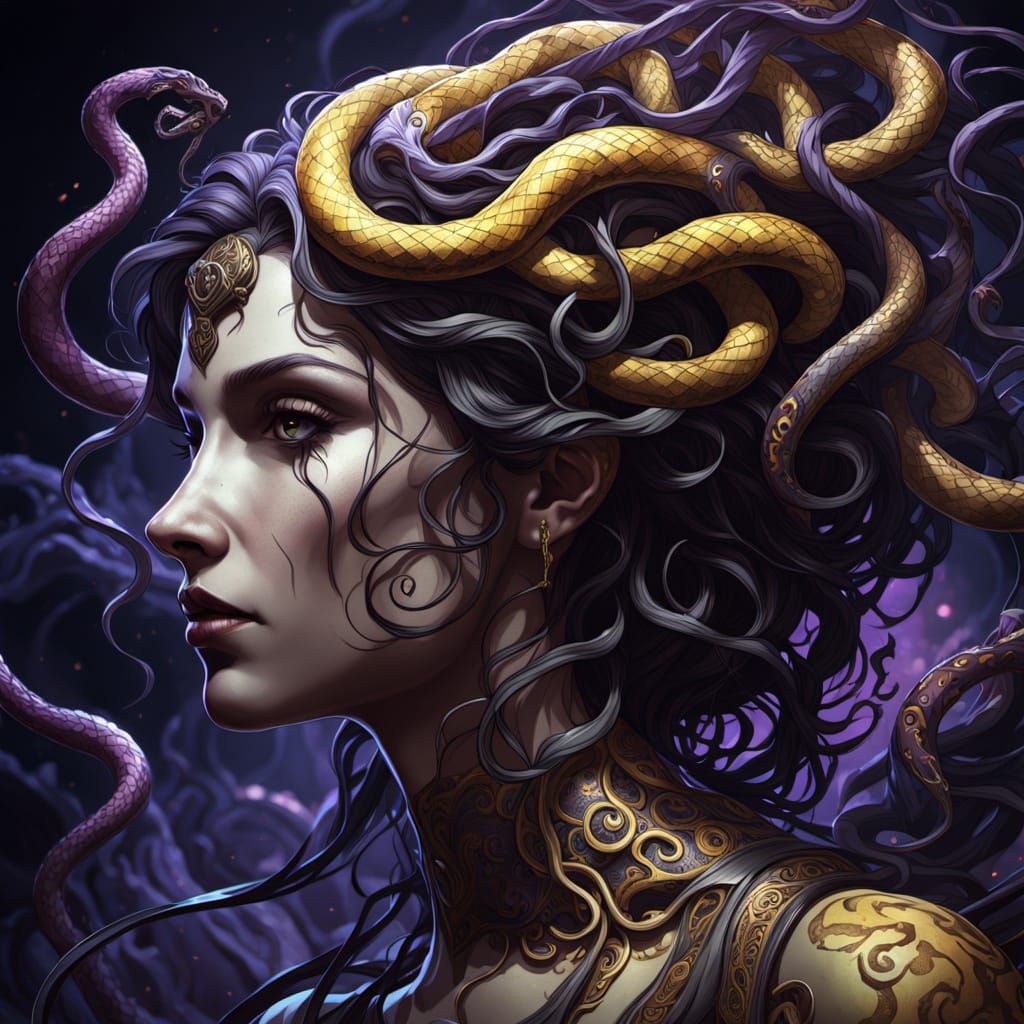 Ethereal Medusa's Gaze, Dark Fantasy Masterpiece