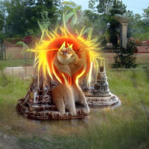 Undead Druid: Fire Cat in Mughal Architecture