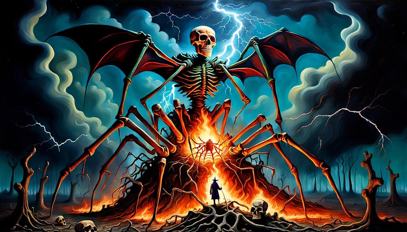 Sorcerer's Night: A Dark Fantasy Oil Painting