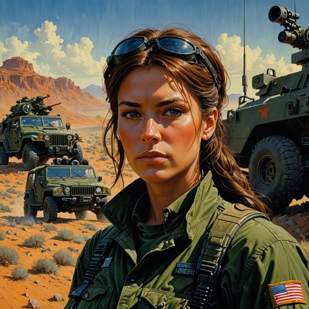 Woman Soldier Portrait in Science Fiction Style