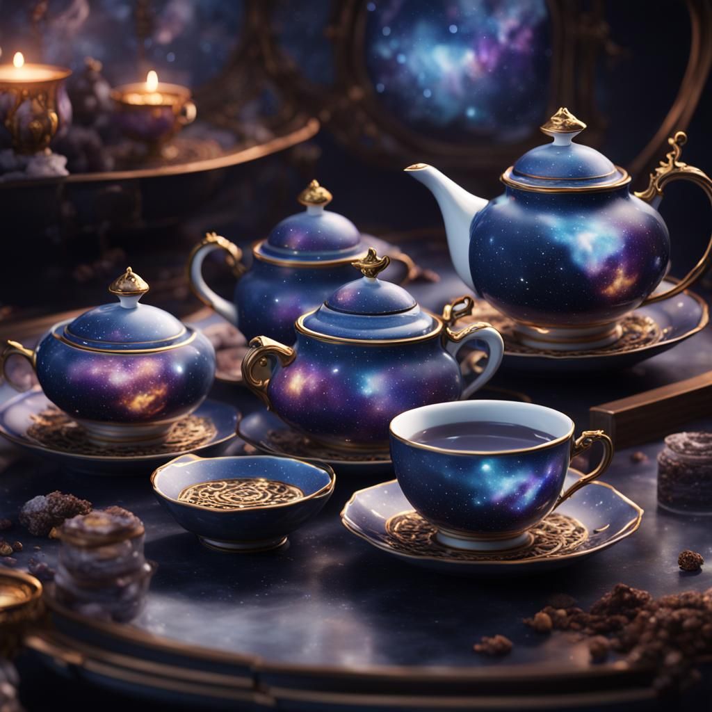 Galactic Porcelain Tea Set: Fantasy Concept Art