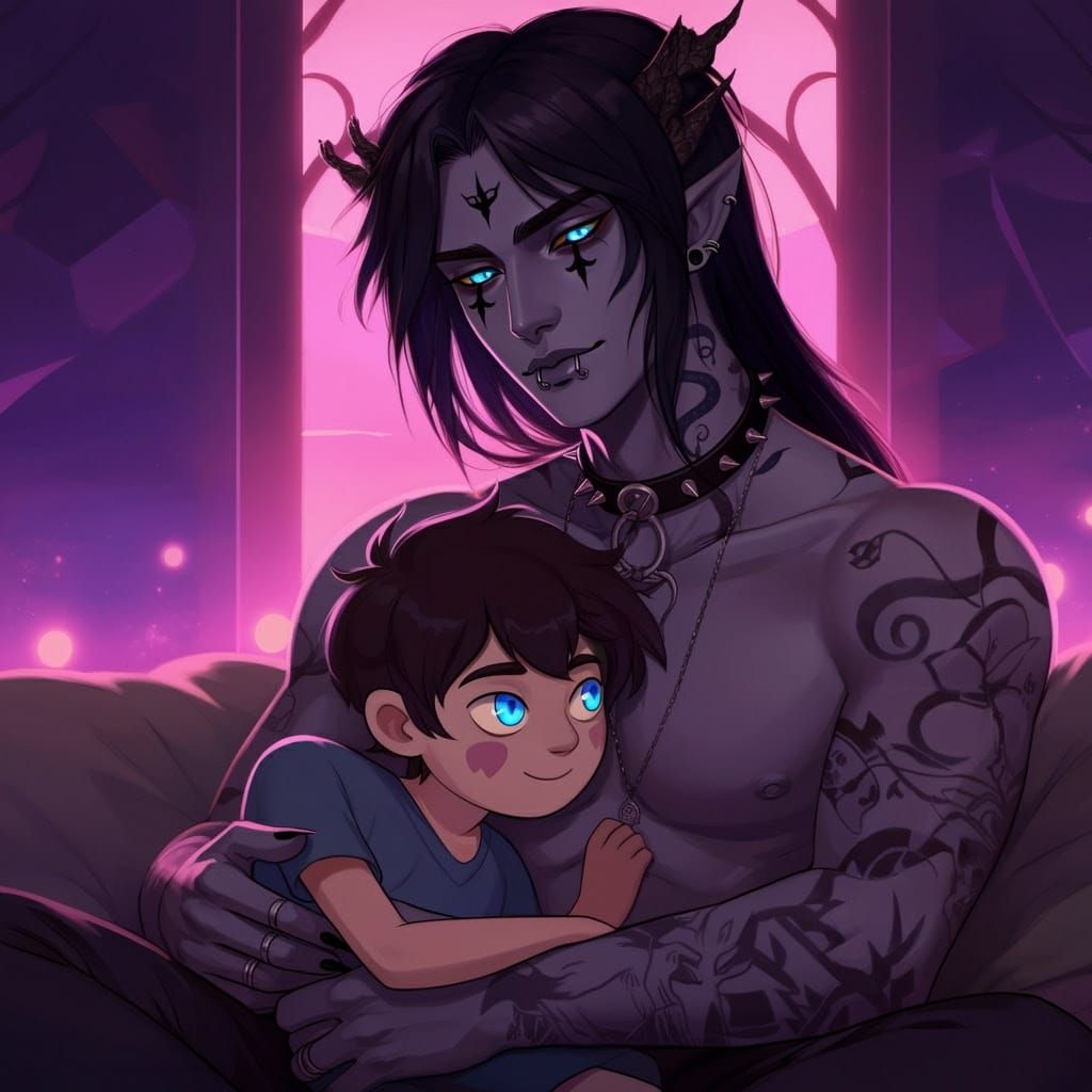 God Comforts a Child in Ethereal Glow