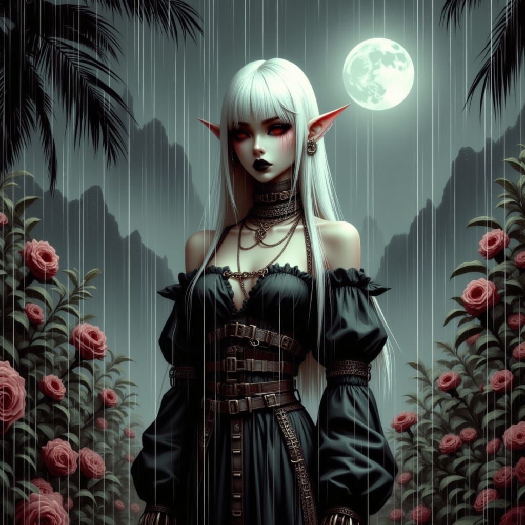 Elven Princess in Gothic Garden