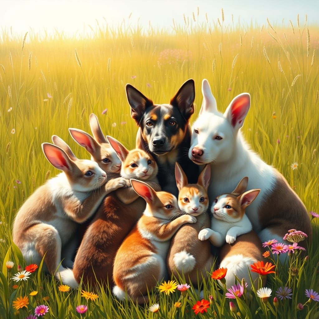 Interspecies Friendship in a Sunlit Meadow