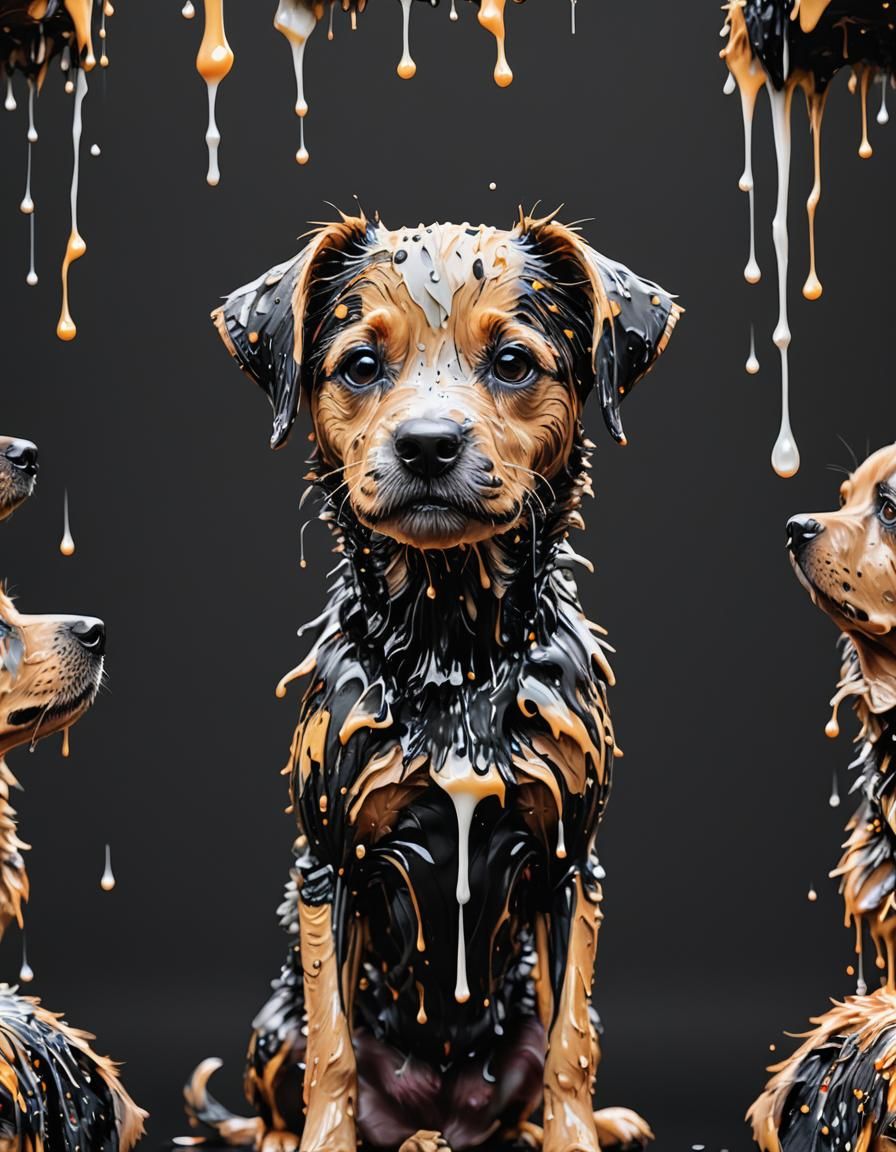Amoled Drippy Dog on Black Background