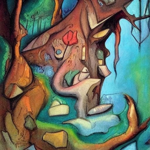 Cubist-Fantasy: Rabbit or Vampire in Mystical Realm