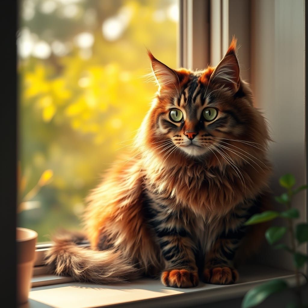Majestic Norwegian Forest Cat in Golden Light