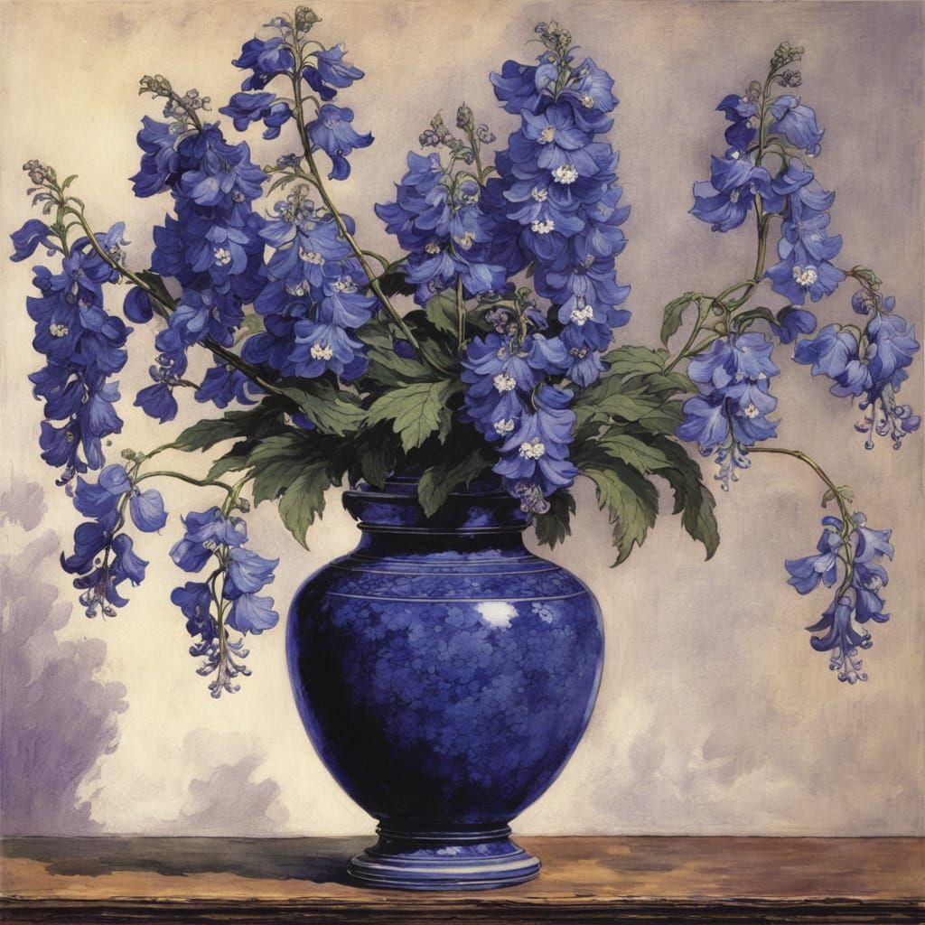 Whimsical Floral Scene in a Lavender-Hued Room