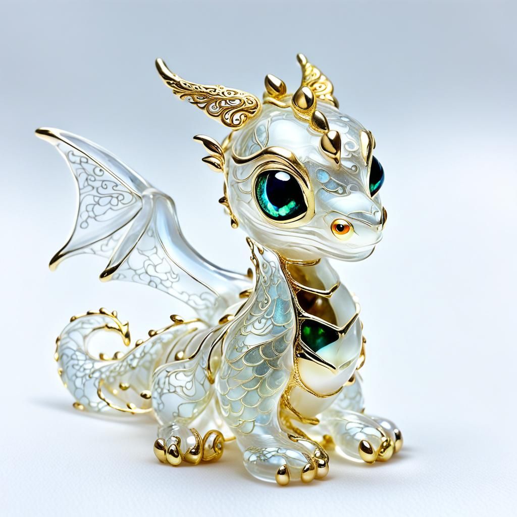 Glass Dragon with Gold Filigree Wings