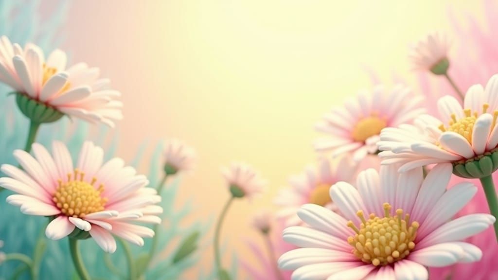 Whimsical 3D Floral Wallpaper in Pixar Style