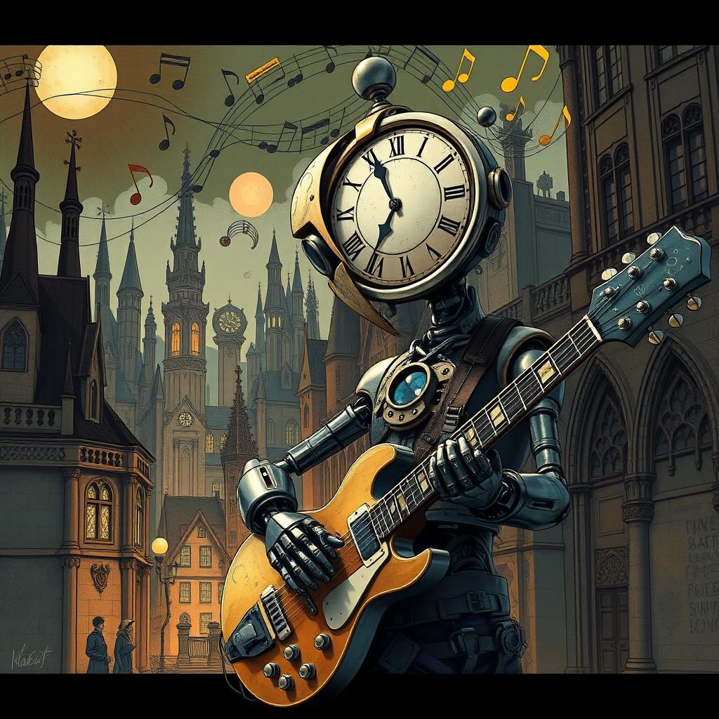 Abstract Jazz Fusion Scene in Surreal Biopunk Style