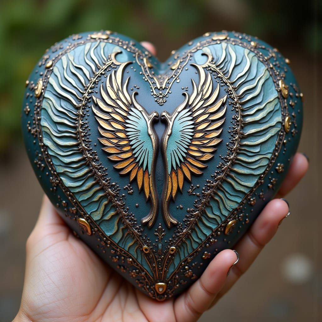 Heart-Shaped Rock With Wings Soars Away