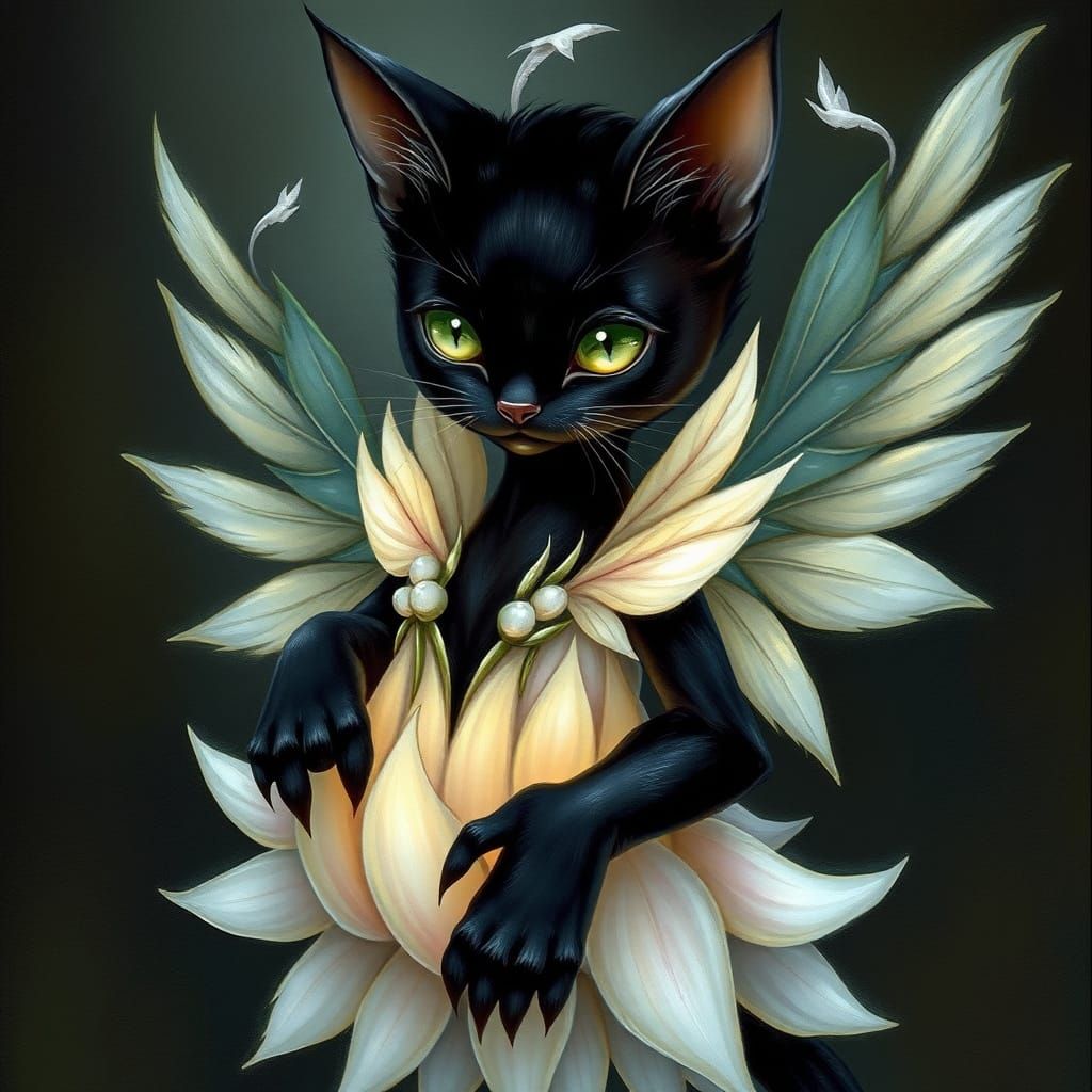 Enchanted Whimsy: A Feline Fairie in Ethereal Beauty