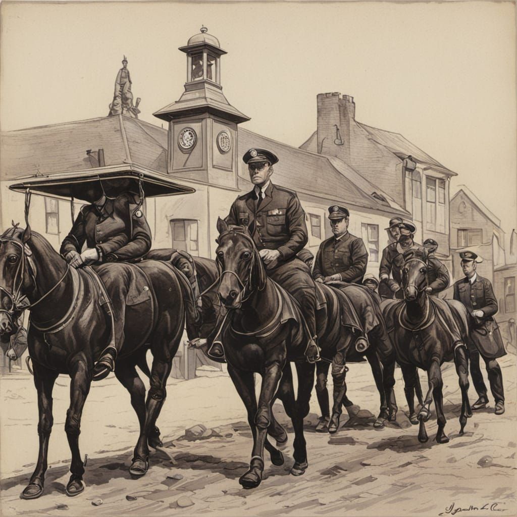 Flattop Policeman in Retro Cartoon Style