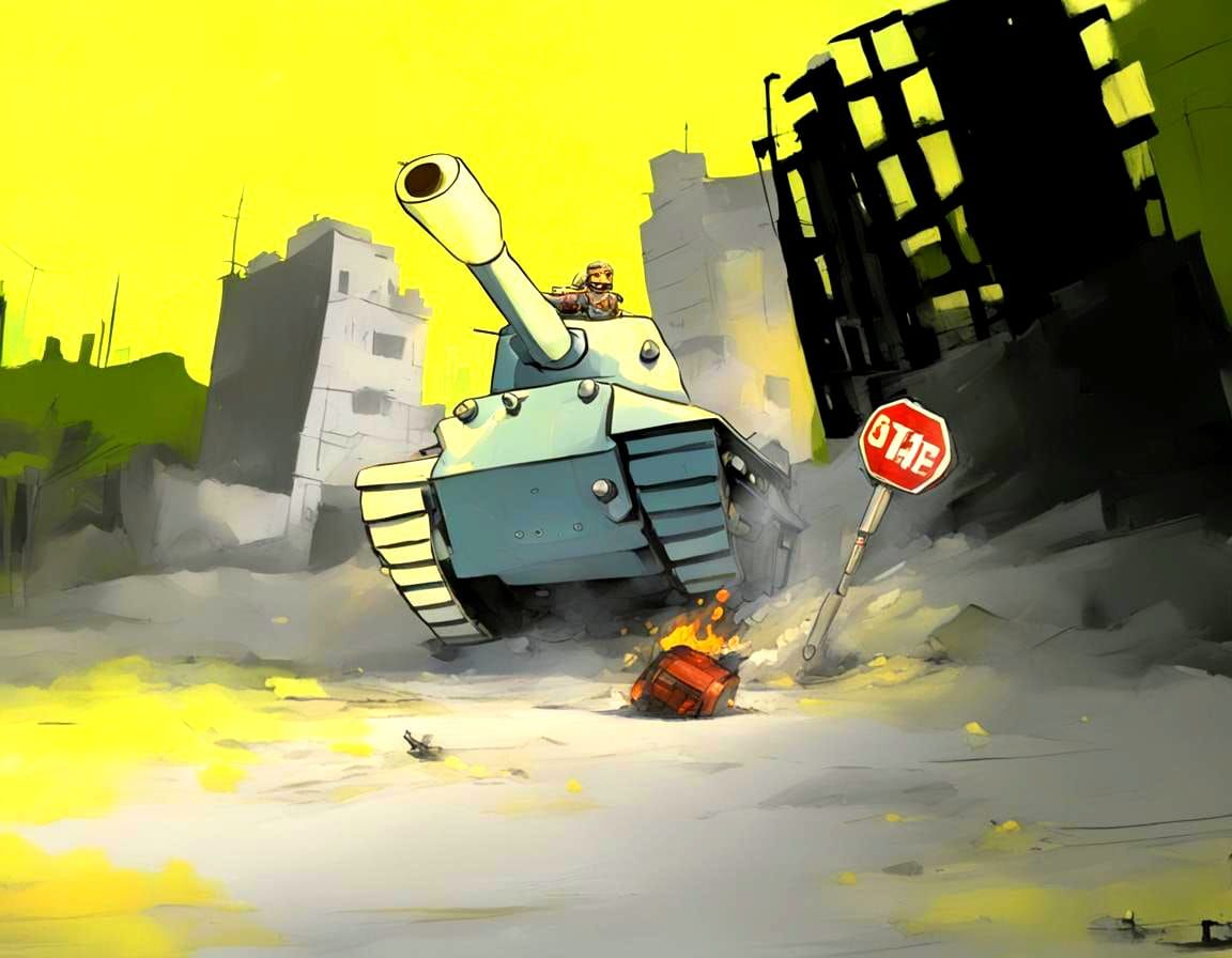 Tank Rumbles Through Abandoned City: Surreal Realism