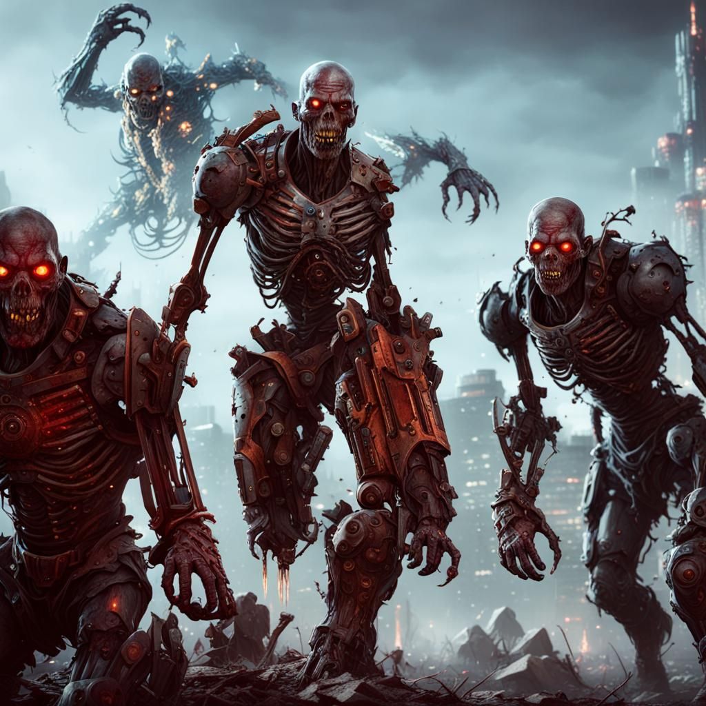 Cyborg Zombie Mutants: Detailed Matte Painting