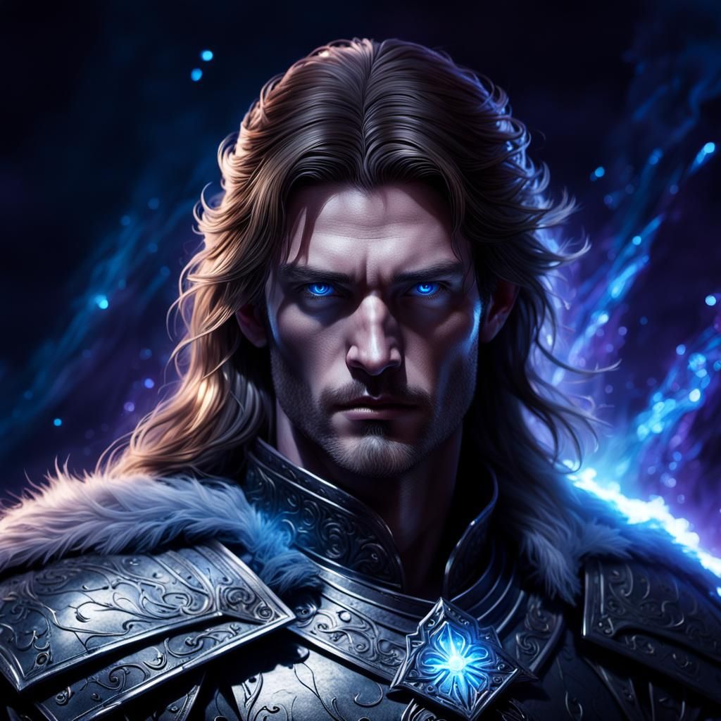 Ethereal Medieval Warrior Portrait in Digital Art Style