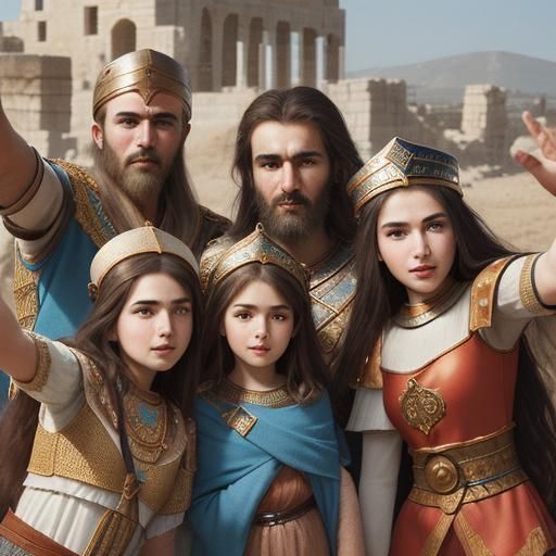 Ancient Family Portrait from 14000 BC as Selfie