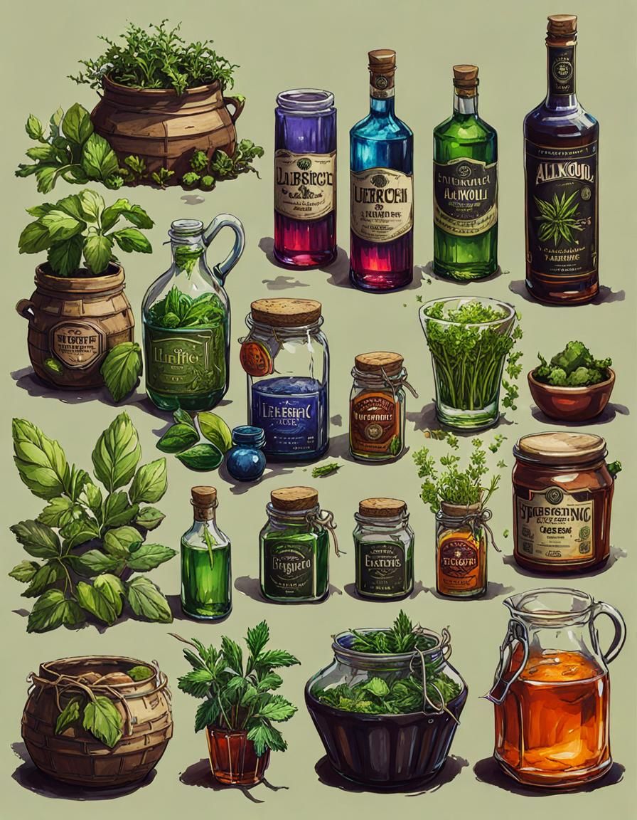 Eldritch Herbs in Alcohol Ink Sketch