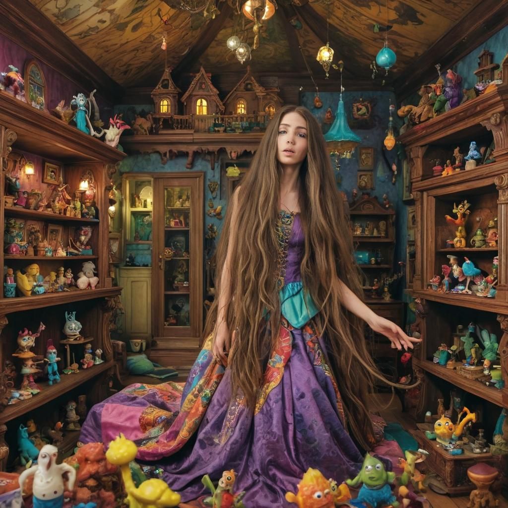 Surreal Squarepants Woman in Dreamlike Bio Art