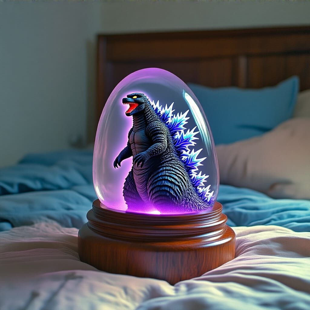 Godzilla in Resin with Purple Glow