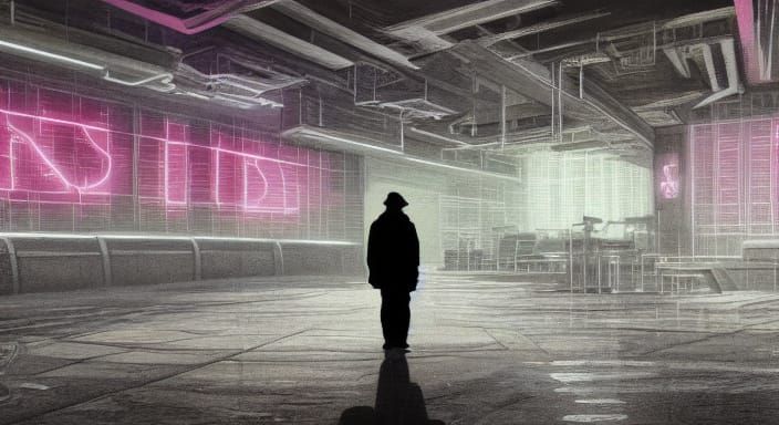 Futuristic Backrooms Corridor in Pixel Art