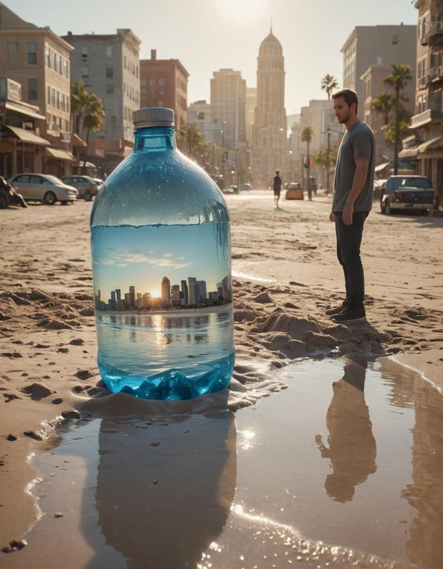 Melting Earth Inside Bottle on Beach