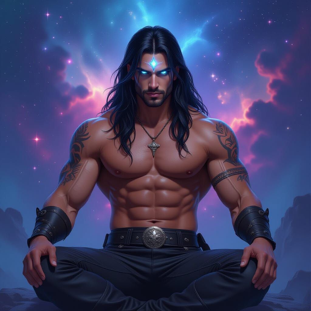 Muscular Male Witch in Astral Plane