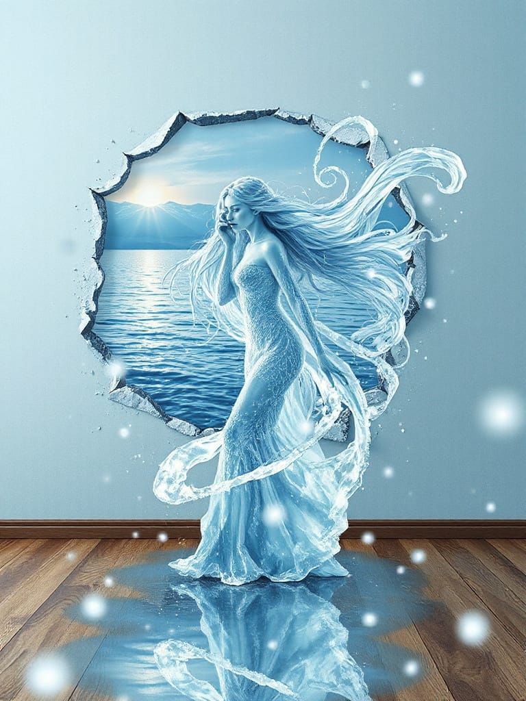 Rusalki Spirit Emerges From Torn Winter Wall Art