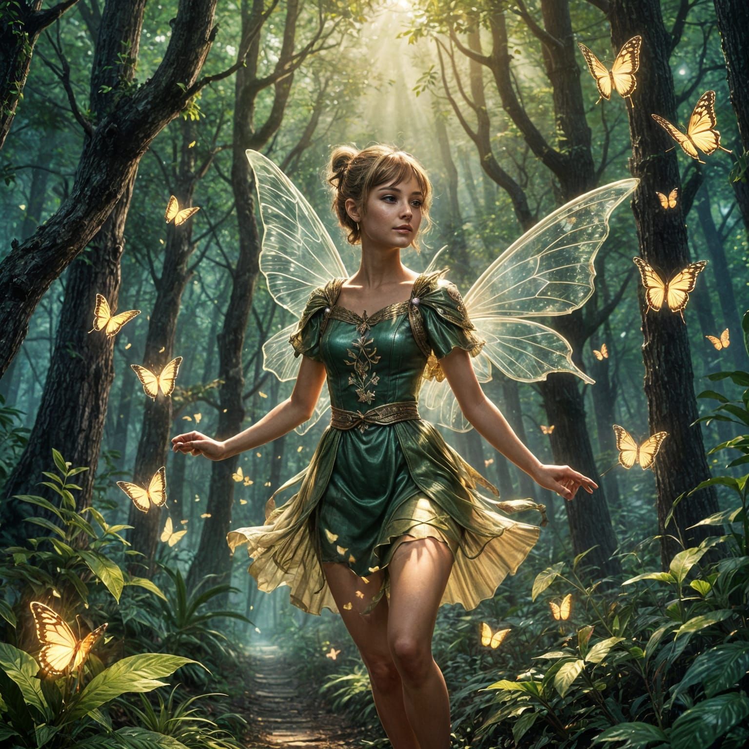 Pixie in Magical Forest Illustration