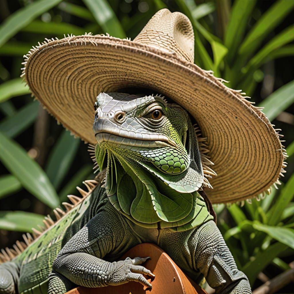 Iguana in a sombrero.