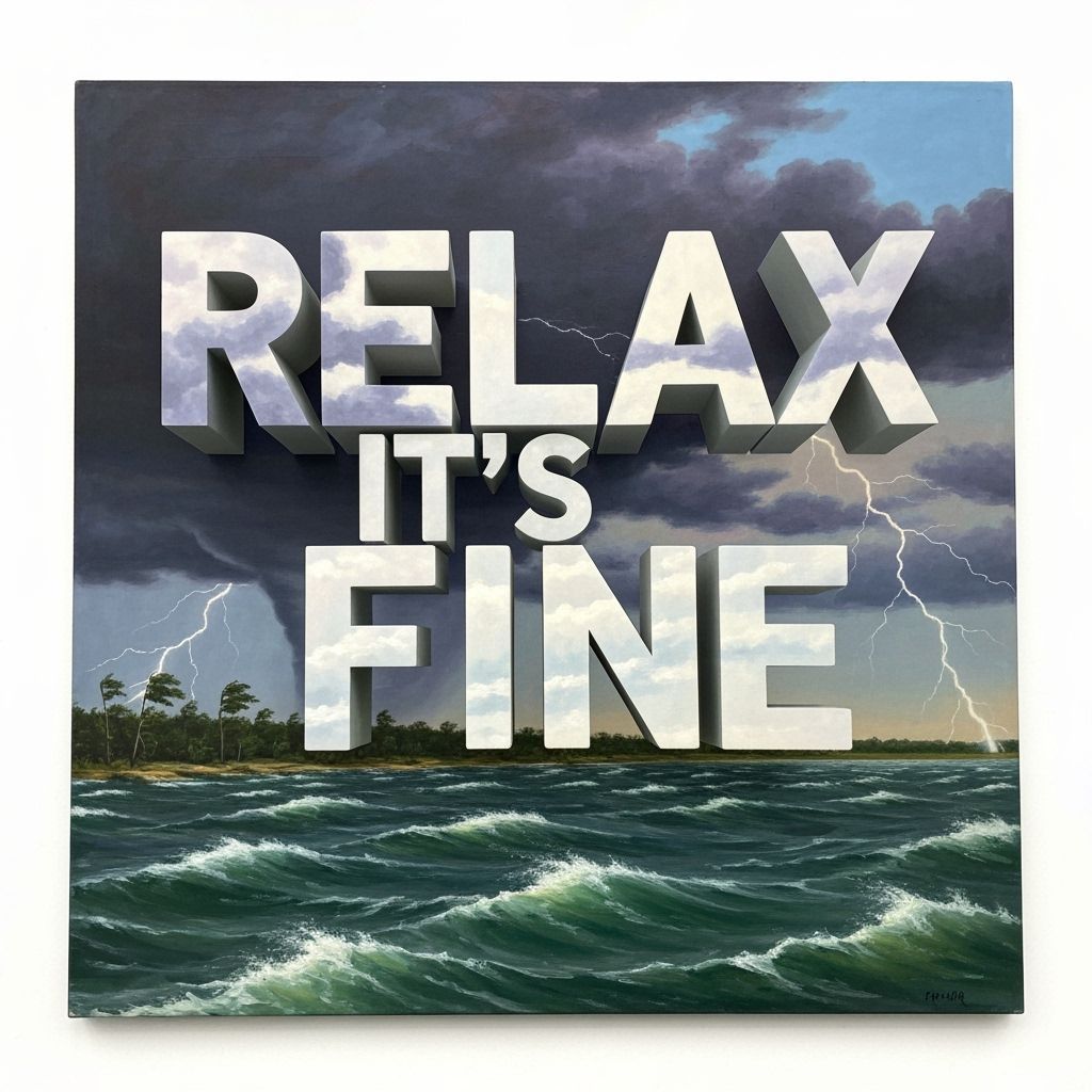 Dimensional Text Art on Vintage Disaster Painting