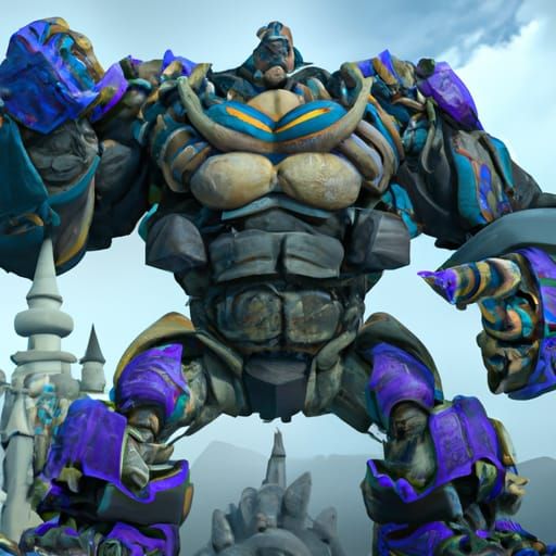 Gigachad Rock Monster with Six-Pack: Detailed Digital Art