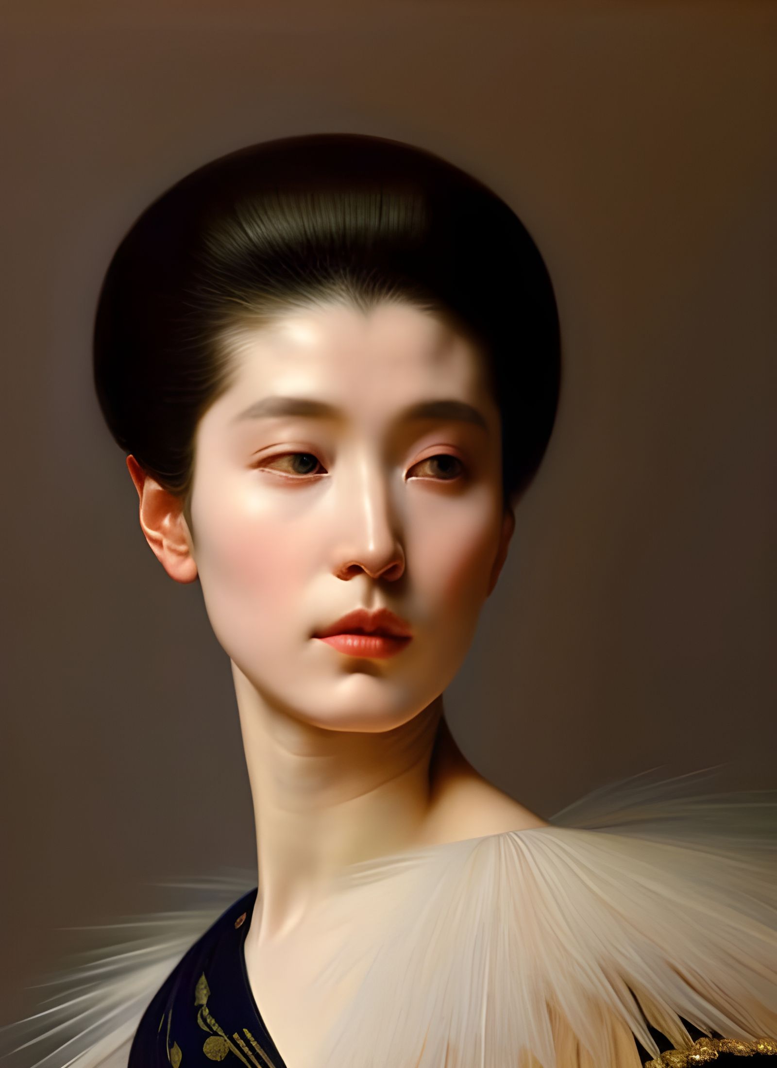 Elegant Portrait in Hyperrealistic Painting Style