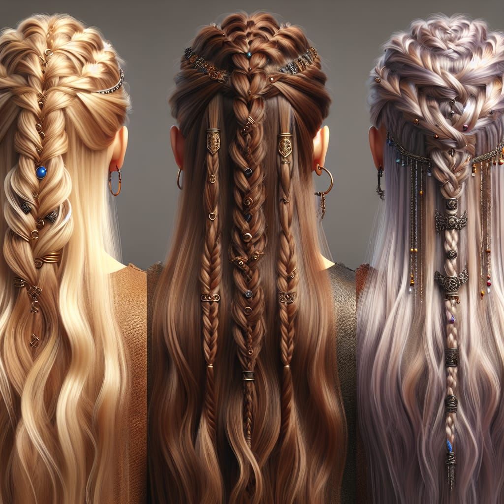 Viking Women's Hairstyles in Hyperrealistic Art