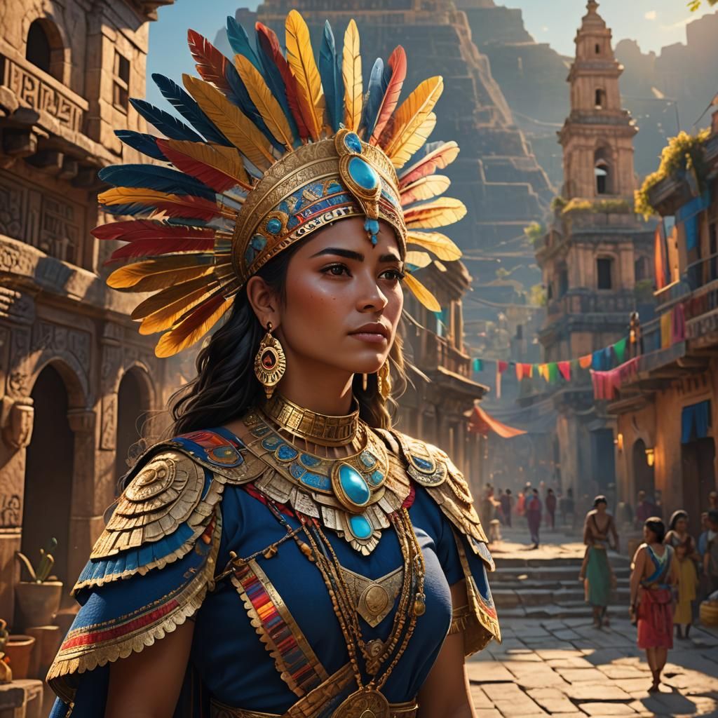Beautiful Mexican Woman in Ancient City