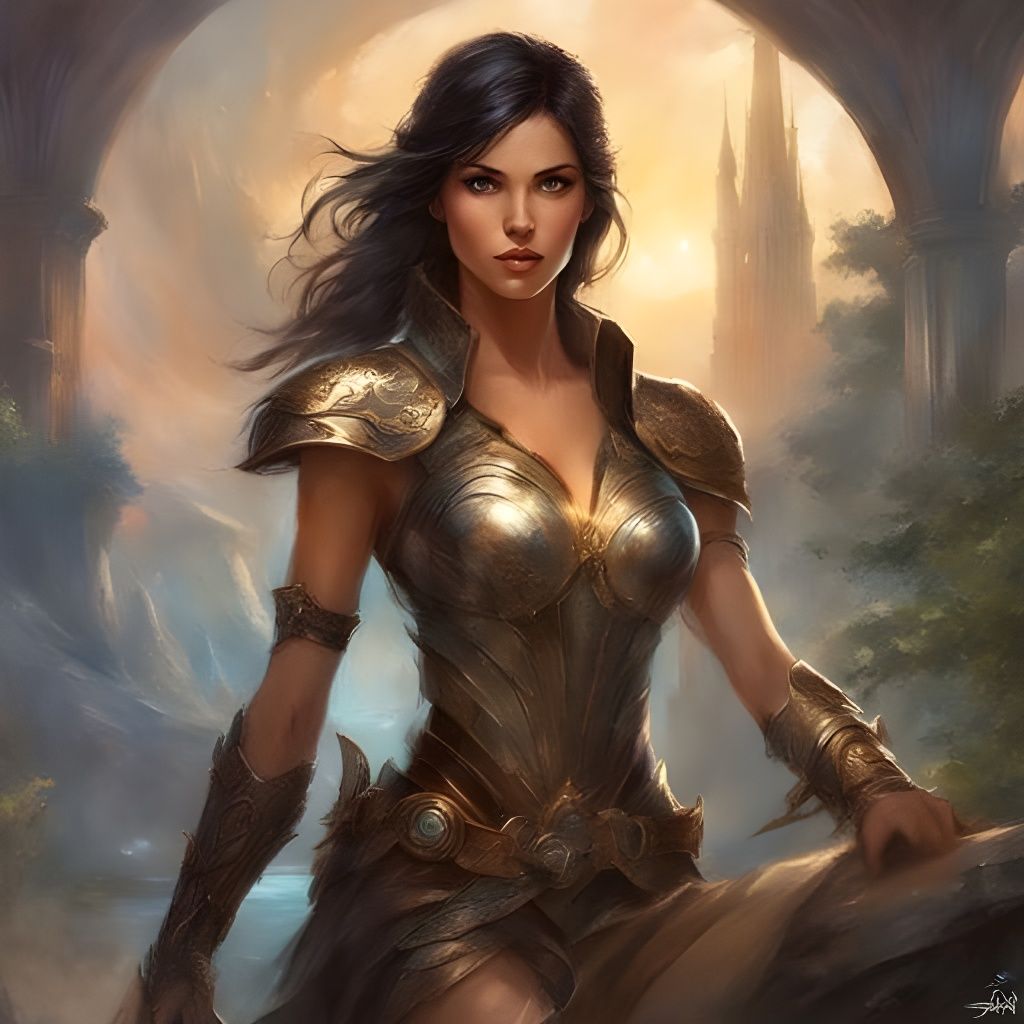 Futuristic Warrior Portrait in Splash Art Style