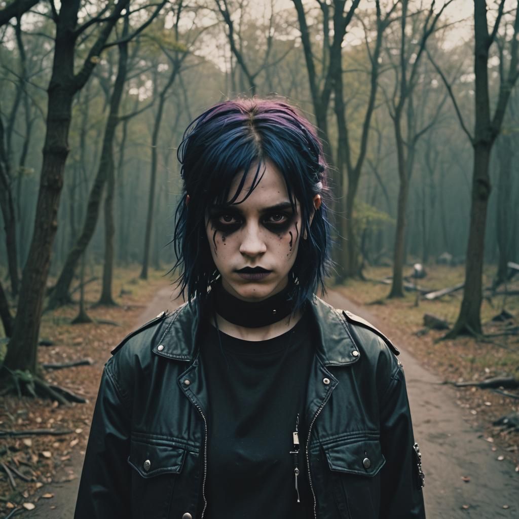 Cinematic 2000s Emo Goth Film Still