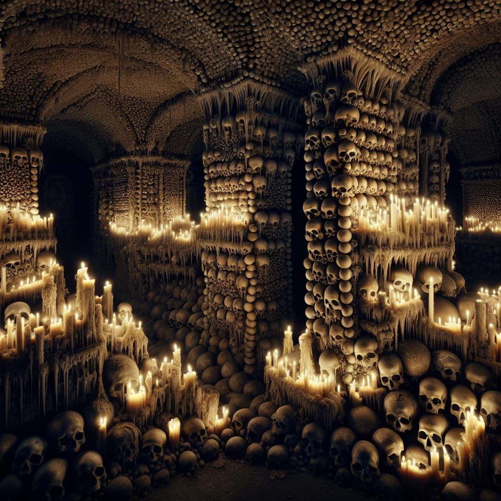 a crypt made of bones