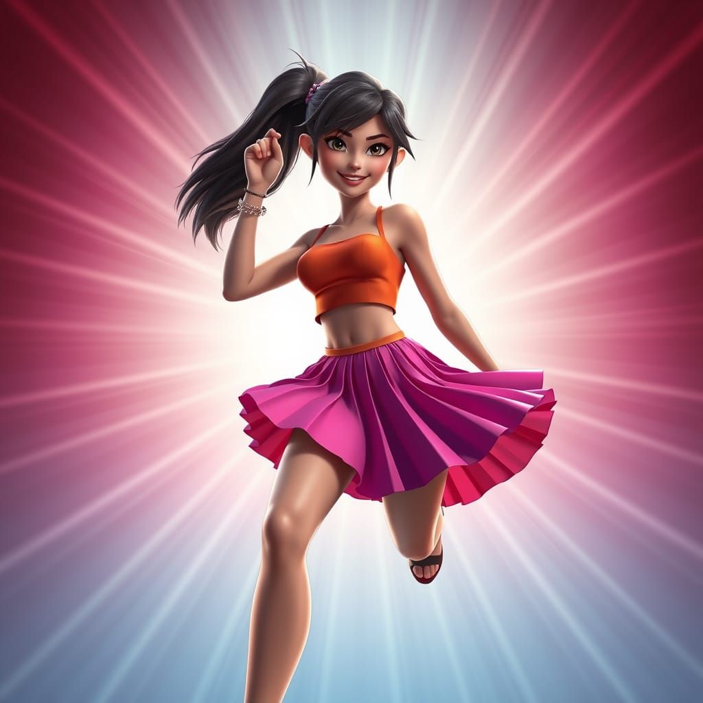 Futuristic Heroine in Vibrant Disguise