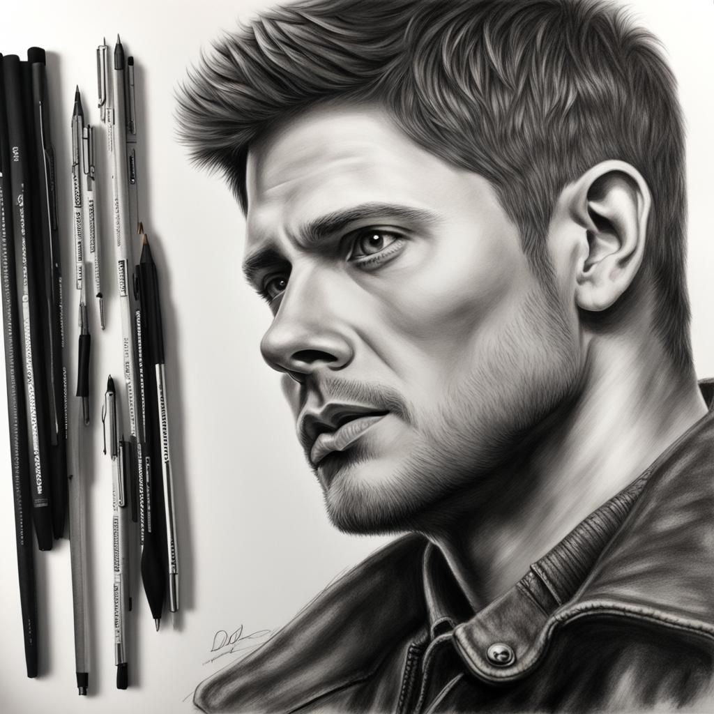 Hyperrealistic Charcoal Drawing of Dean Winchester