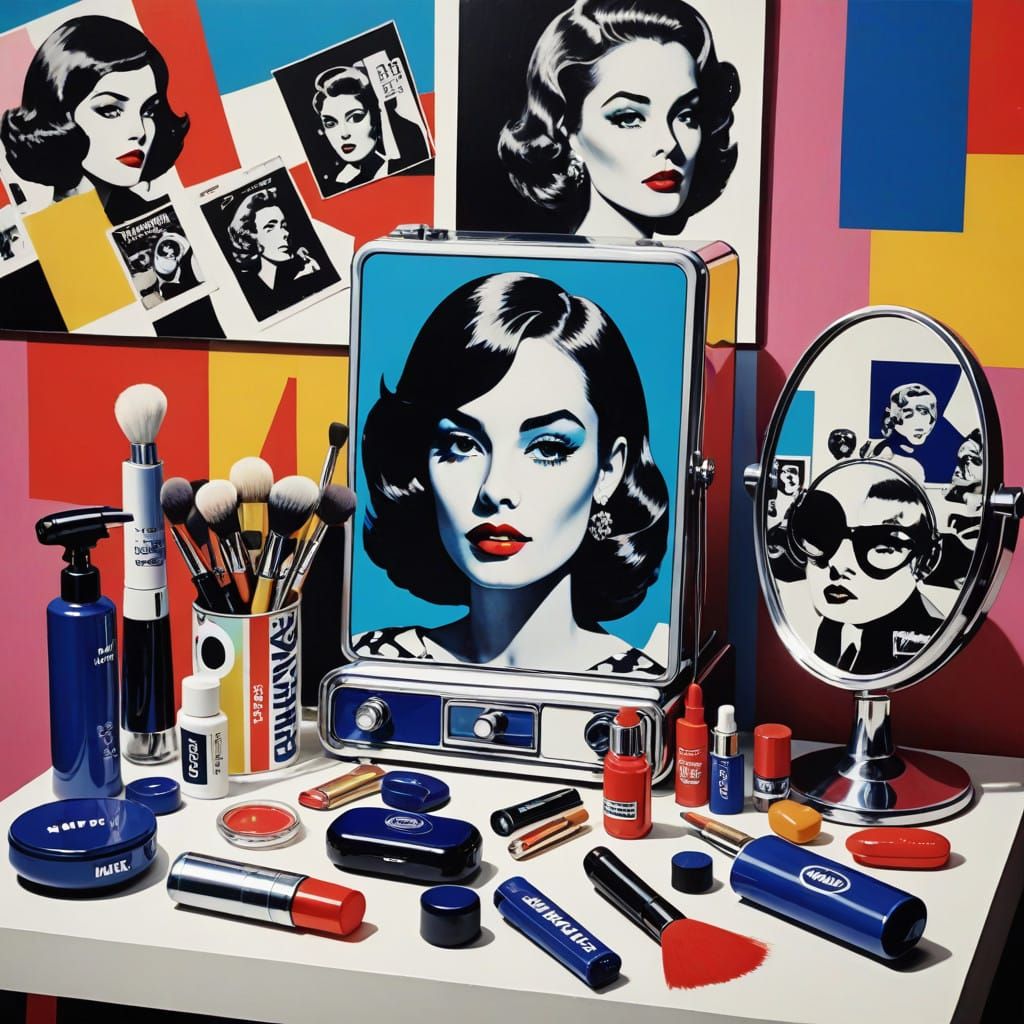 Retro Pop Art Still Life in Mixed Media Collage Style