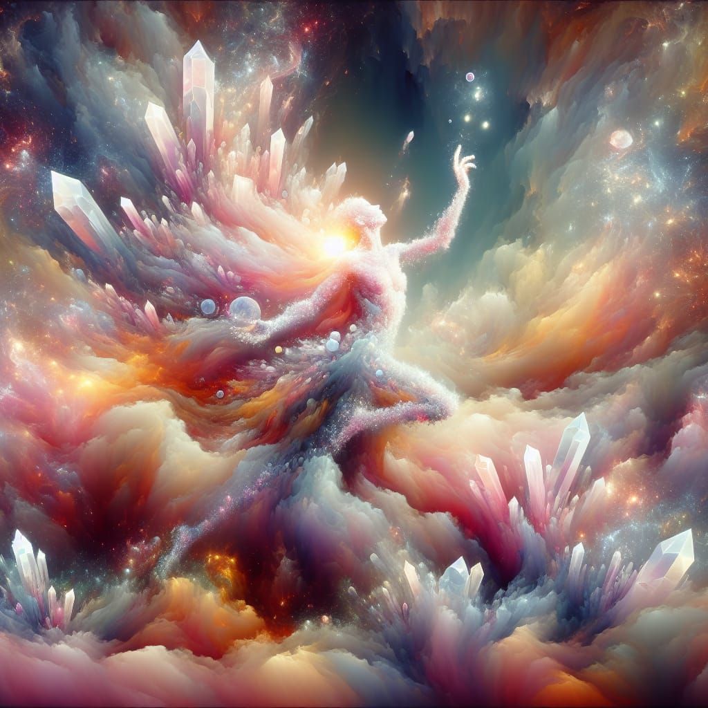 Crystals Birthing Life in Pastel Digital Matte Painting
